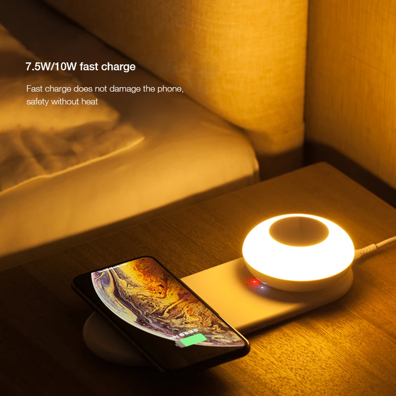 Wireless Charger with Night Light Universal 10W Fast Charging Rechargeable Stepless Brightness Touch Control Bedside lamp
