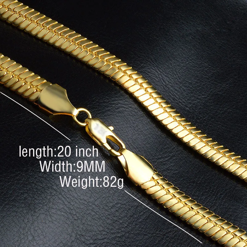 

Men Bulk Flat Snake Herringbone Chain Necklace wholesale, Gold color