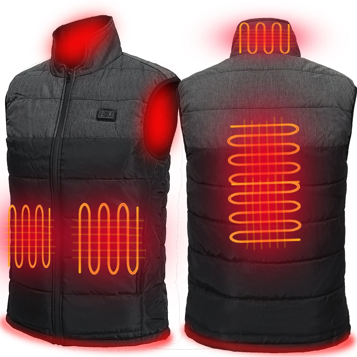 

USB 5V Battery Powered Heated Waistcoat for Cold Winter Fever Vest with Dual Zone Controller Soft Fleece Lining