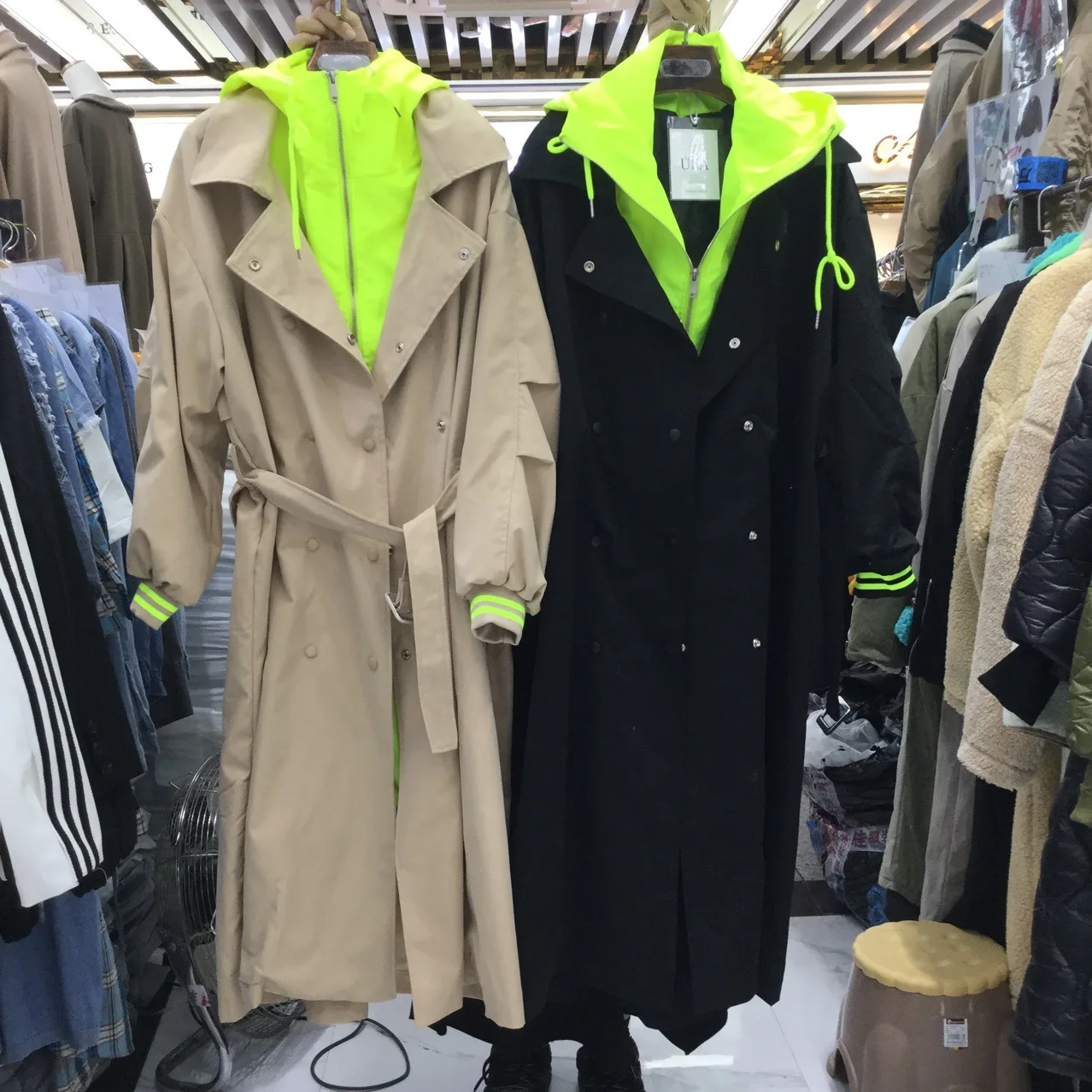 New Arrival Women Spring Autumn Winter Long Sleeve Khaki Black Jacket Pocket Bandage Windbreaker Trench Coat Dust Coat