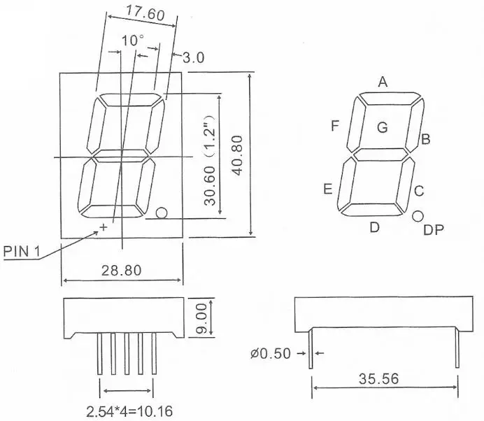 Kem 12011 Bsr Red Common Anode Single Digit 12 Inch 7 Segment Led Display Buy 12 Inch 7 0543