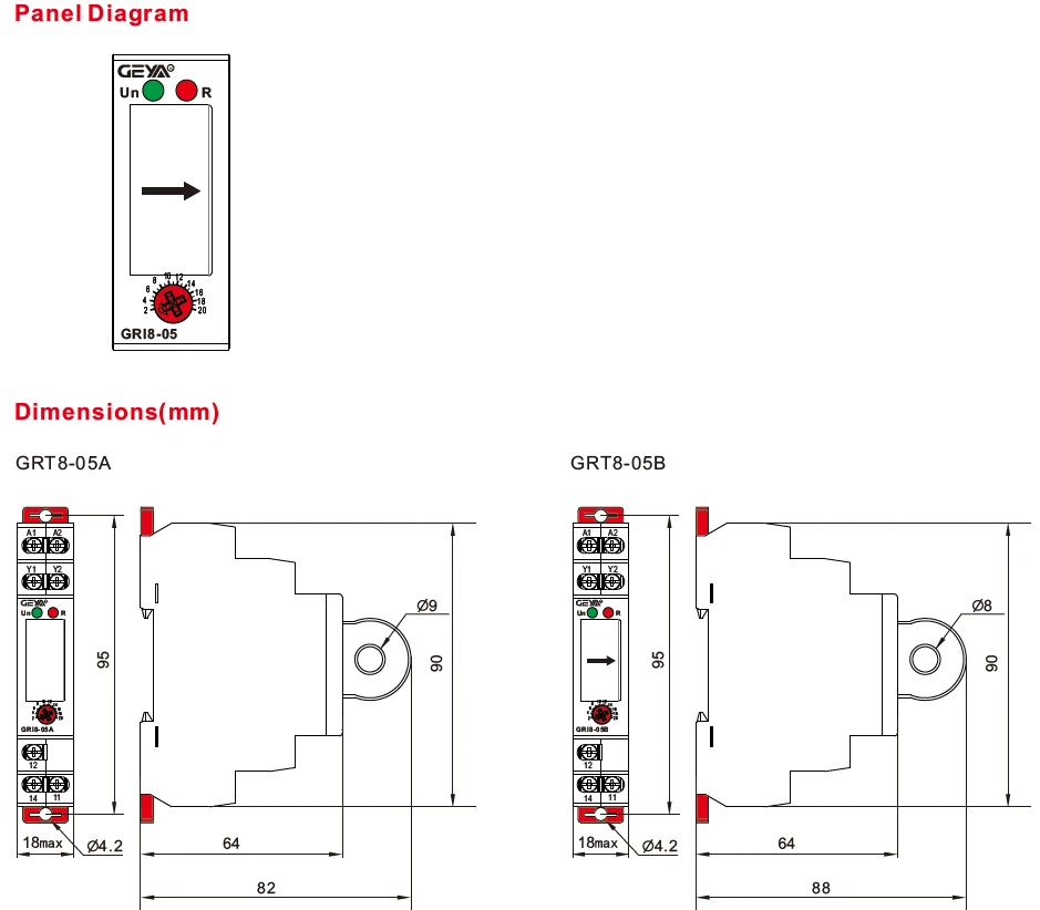 Geya Gri805b Ac/dc Current Monitoring Relay Straightthrough 2a20a