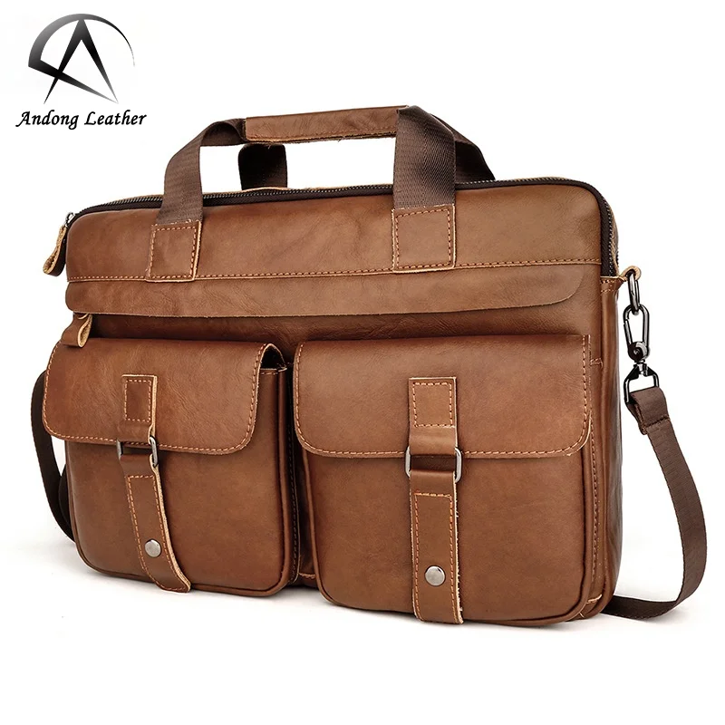 

Andong Handbags Europe Retro Genuine Cow Leather Messenger Shoulder Bag New Men's Laptop Briefcase Business Handbag