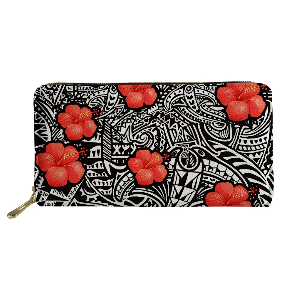 

Wholesale High Quality Wallets Leather Woman Polynesian Purse Digital Print PU Custom Wallet Zipper Portable Luxury Wallet Women, Customized color