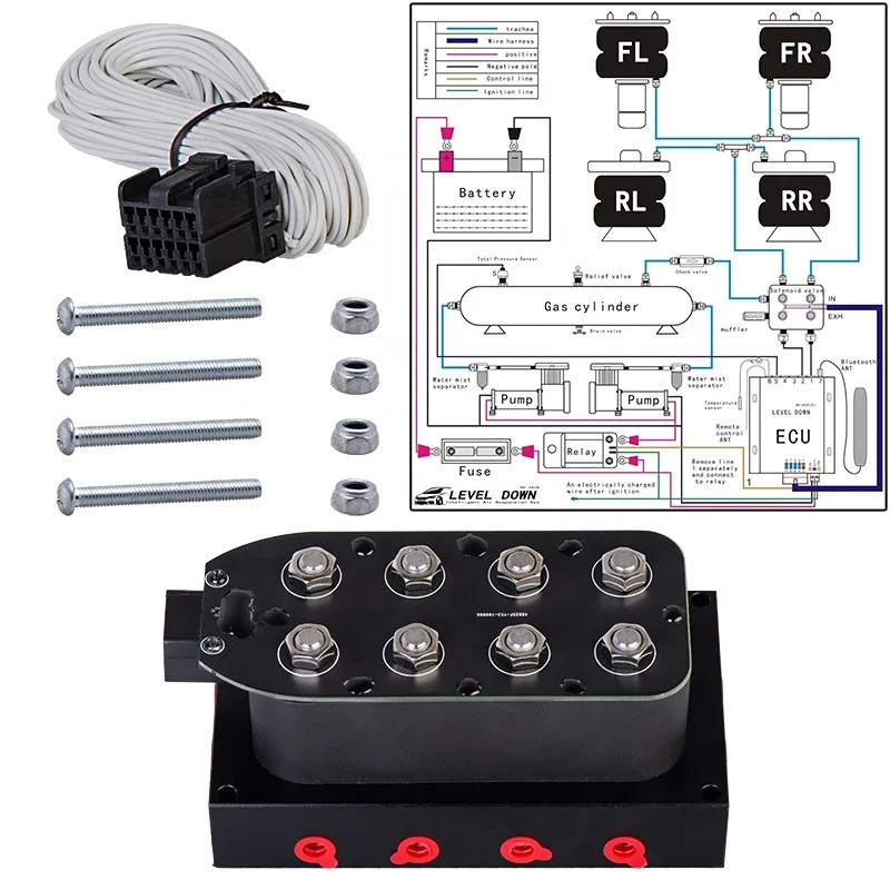 Universal Solenoid Valve Air Ride Suspension System Manifold Valve air Suspension for Cars