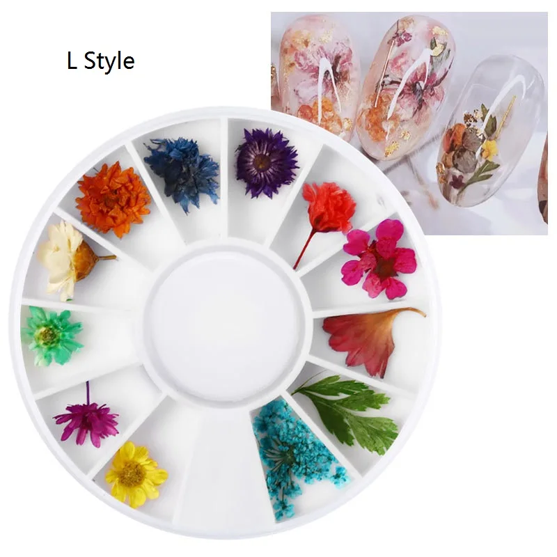 

NA054 12 Colors Dried Flowers Natural Nail Art Decorations Natural Daisy Gypsophila DIY nail Stickers accessories for nails