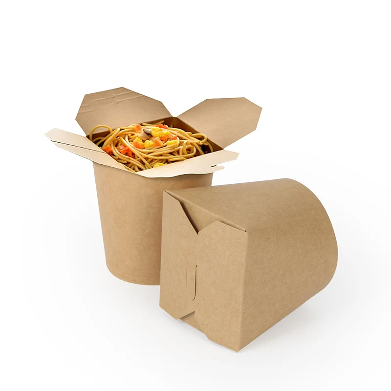 

Food Packaging Lunch Box Foir Take Away Kraft Plain Round Base Noodles Box Paper Kraft