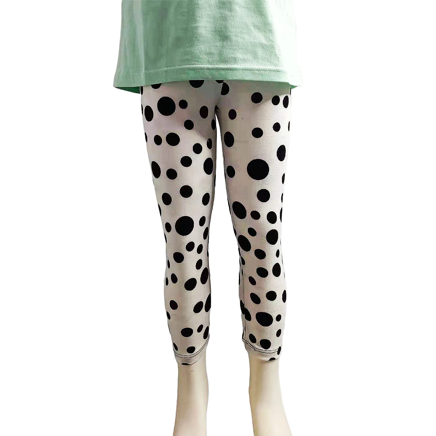 

New Pants Children Black Spots Lovely Design Kids Leggings, White color