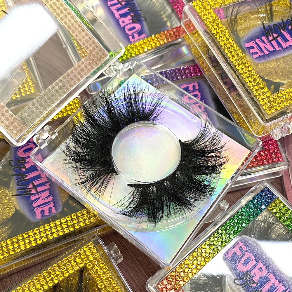 

Hot sale light the best luxury 25mm lashes3d wholesale vendor full strip eyelashes customization &logo Mink Eyelash vendor, Black color