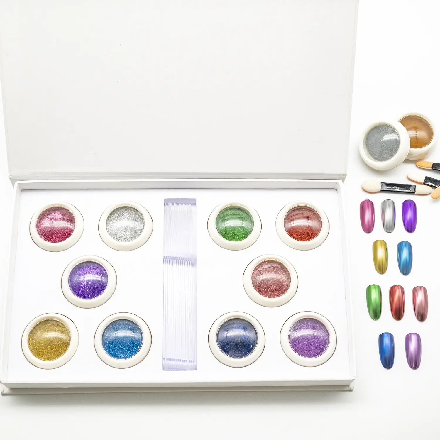 

Colorful Nail Art Glitter Mirror Powder Chrome Titanium Metallic Nail Pigment Powder For Nail Design, More than 200 colors or customized or glitter mix