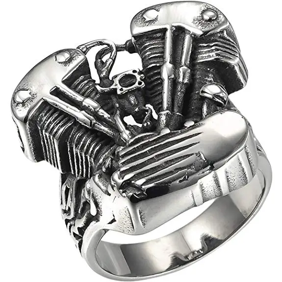 

Motorcycle Engine Biker Rings Vintage Gothic Ring for Men Women