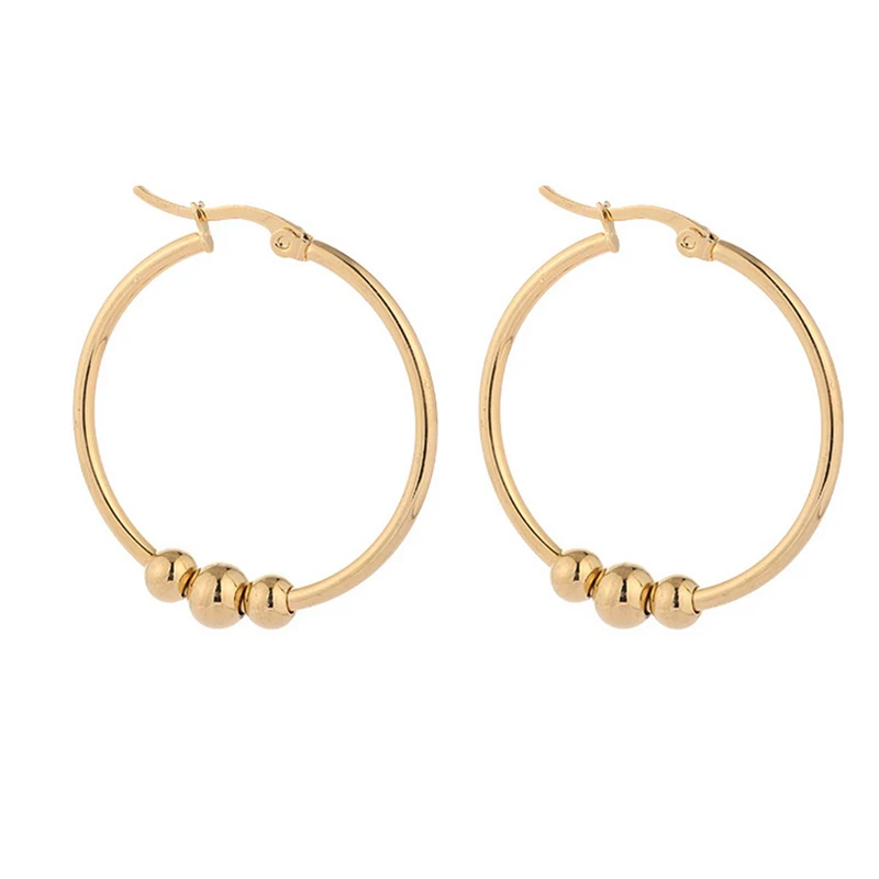 

Stainless Steel Women Hoop Earrings Girls Fashion Earrings Gold Color Round Simple 2022 Hot Sale diameter 20mm-70mm