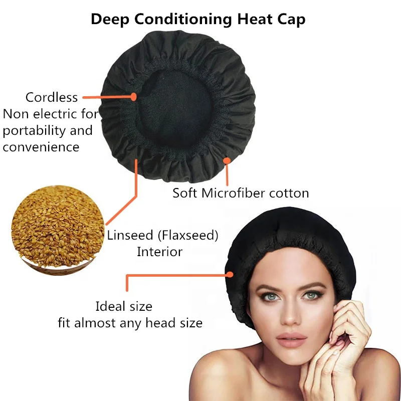 
Flaxseed Interior Deep Conditioning Thermal Heat Cap Microwavable Heat Cap for Steaming 