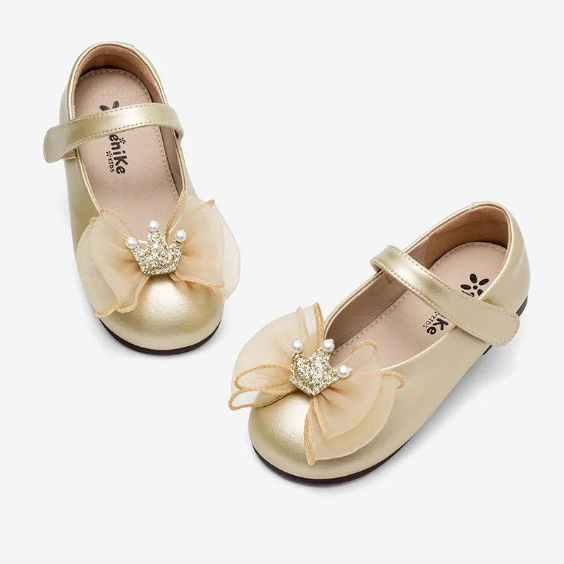 

Adorable Durable High Quality Buckle Strap Popular Hard Soles Bow Tie Toddler Kids Girls Shoes, Black,gold,silver,pink