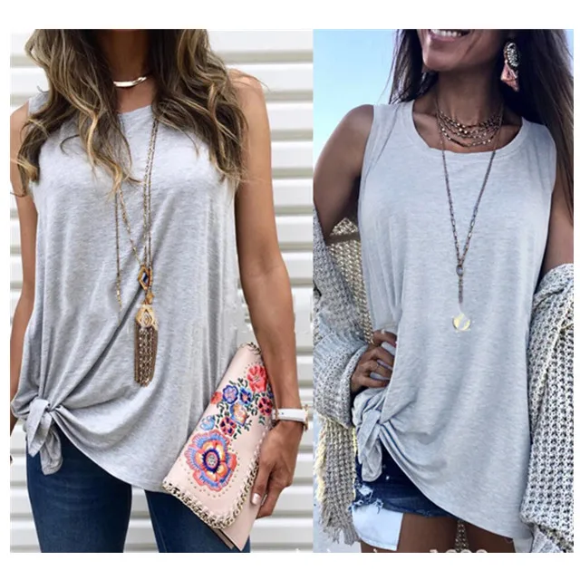 

Women's Summer Tops Casual Loose Sleeveless Tank Vest T-Shirt, As shown