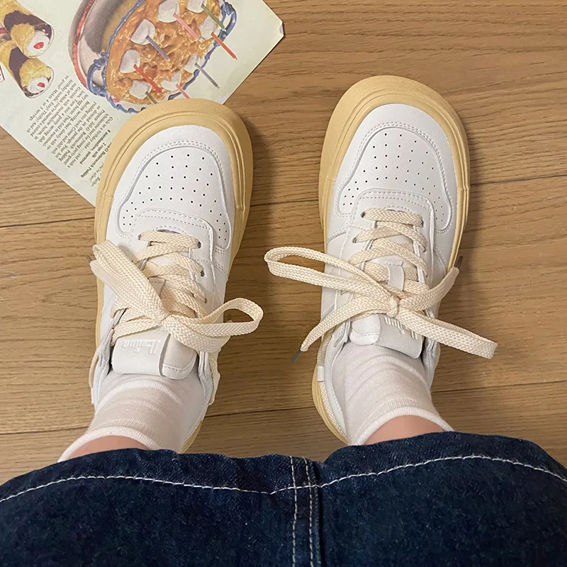 

sh12065a Size 35-40 Women Fashion Sneakers Low Cut Lace Up Platform Casual Shoes Flat Heel Shoes Woman