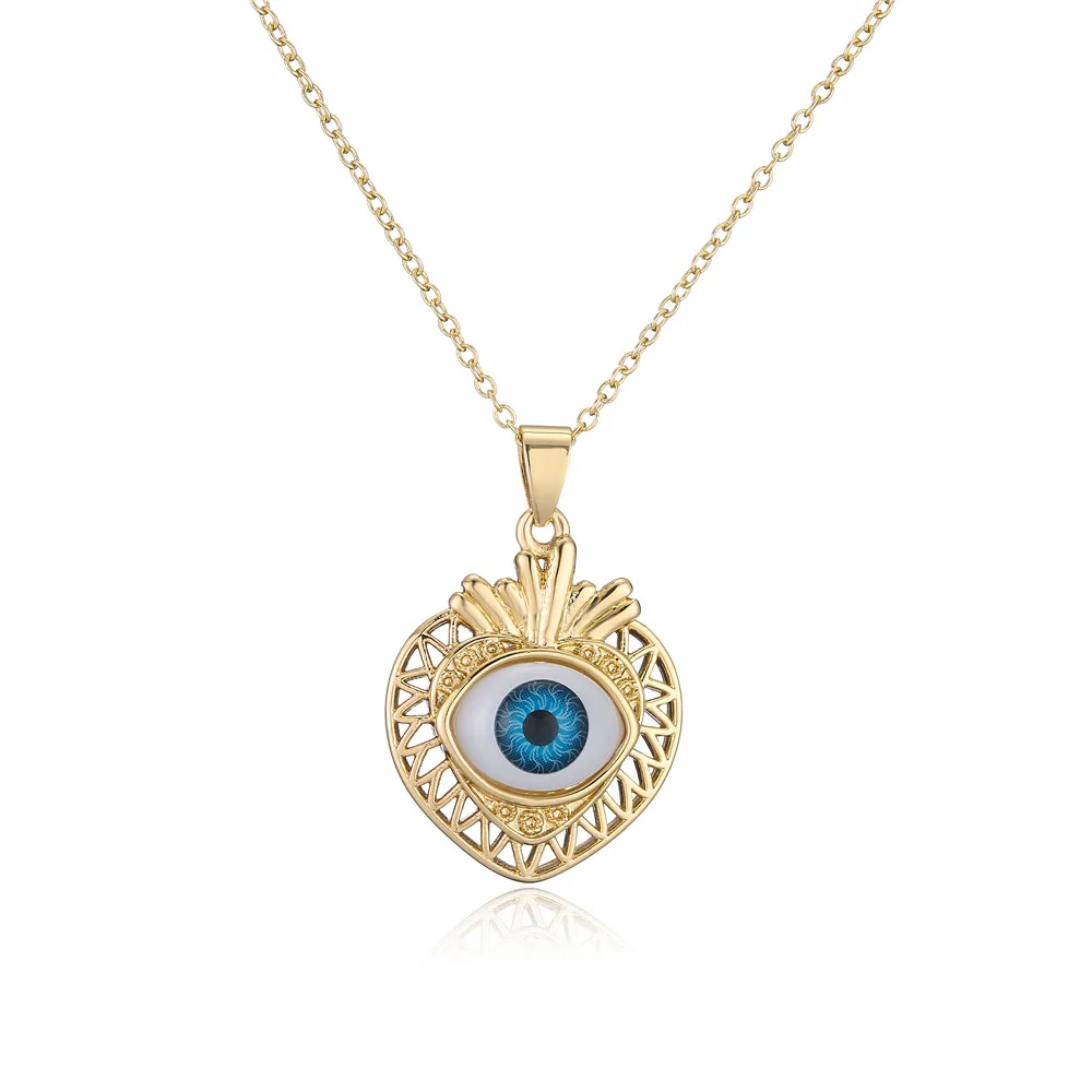 

Good Quality Sapphire Evil Eye Medallion Pendant Fancy Long Wedding Necklace