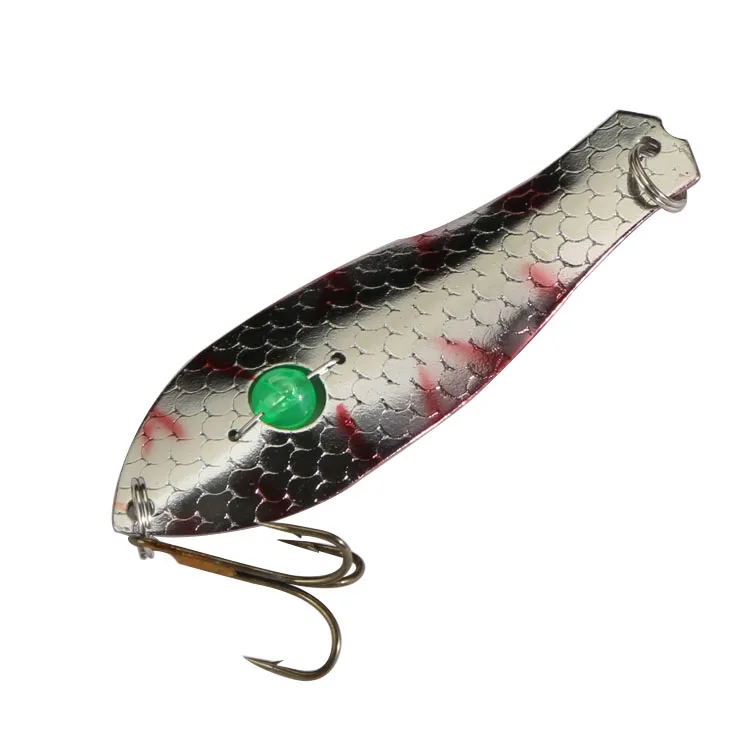 

Newbility Stainless Steel Mackerel Bluefish Durable Silver Fish Like Red Green Eye 18g 12cm Treble Hook Saltwater Fishing Spoon