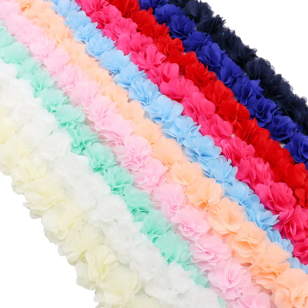 

1yard /Lot Polyester 3D Flower Lace Fabric Trim Ribbon For Sewing Garment Dress Decoration V0101