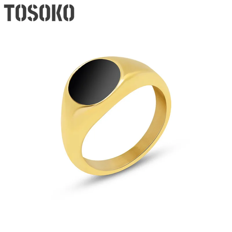 

Stainless Steel Jewelry Black Oil Dripping Design Ring Female Hip Hop Wide Ring BSA254