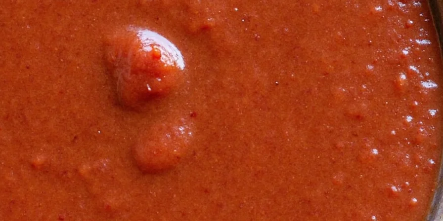 Taco topped with red mole sauce