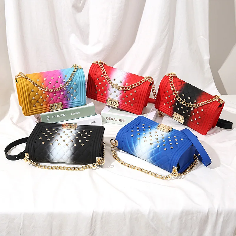 

2021 Factory Wholesale Ladies Jelly Handbags Shoulder Chain Strap PVC Matte Bag For Women Purses