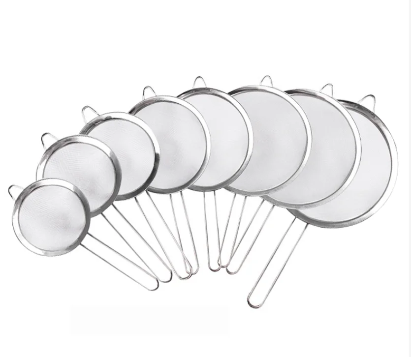 

Thickened wide side 30 mesh twill oil grid oil fishing stainless steel colander net drain 7cm-24cm stainless steel funnel set