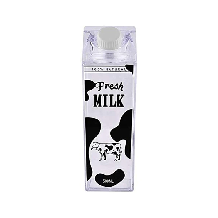 

Klooper Wholesale 500ml Inventory Milk Leak Proof Water Cup Carton Shaped Milk Box with Screw Cover, Customized color acceptable