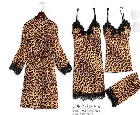

New Style silk ladies summer leopard lace women sexy strap nightdress