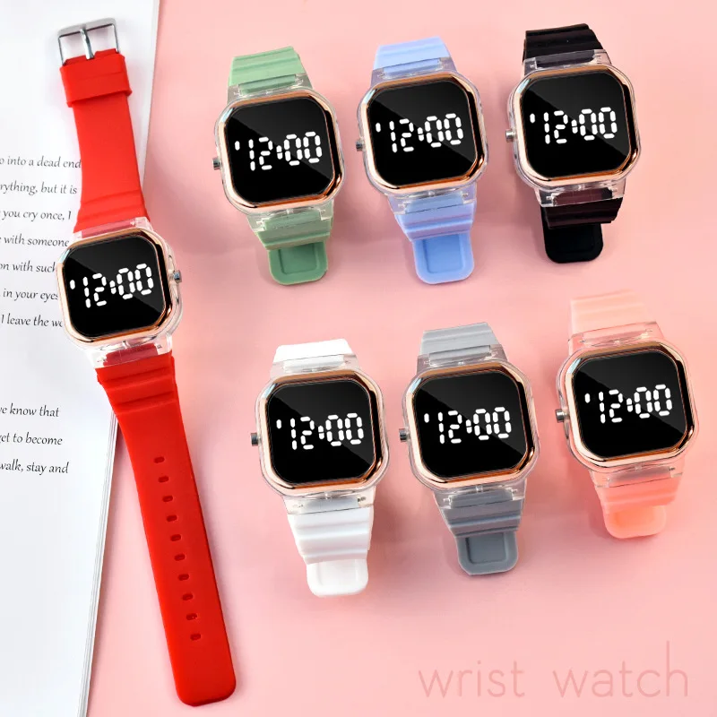 

New outdoor small square student electronic watch square silicone children's LED sports electronic watch for men and women