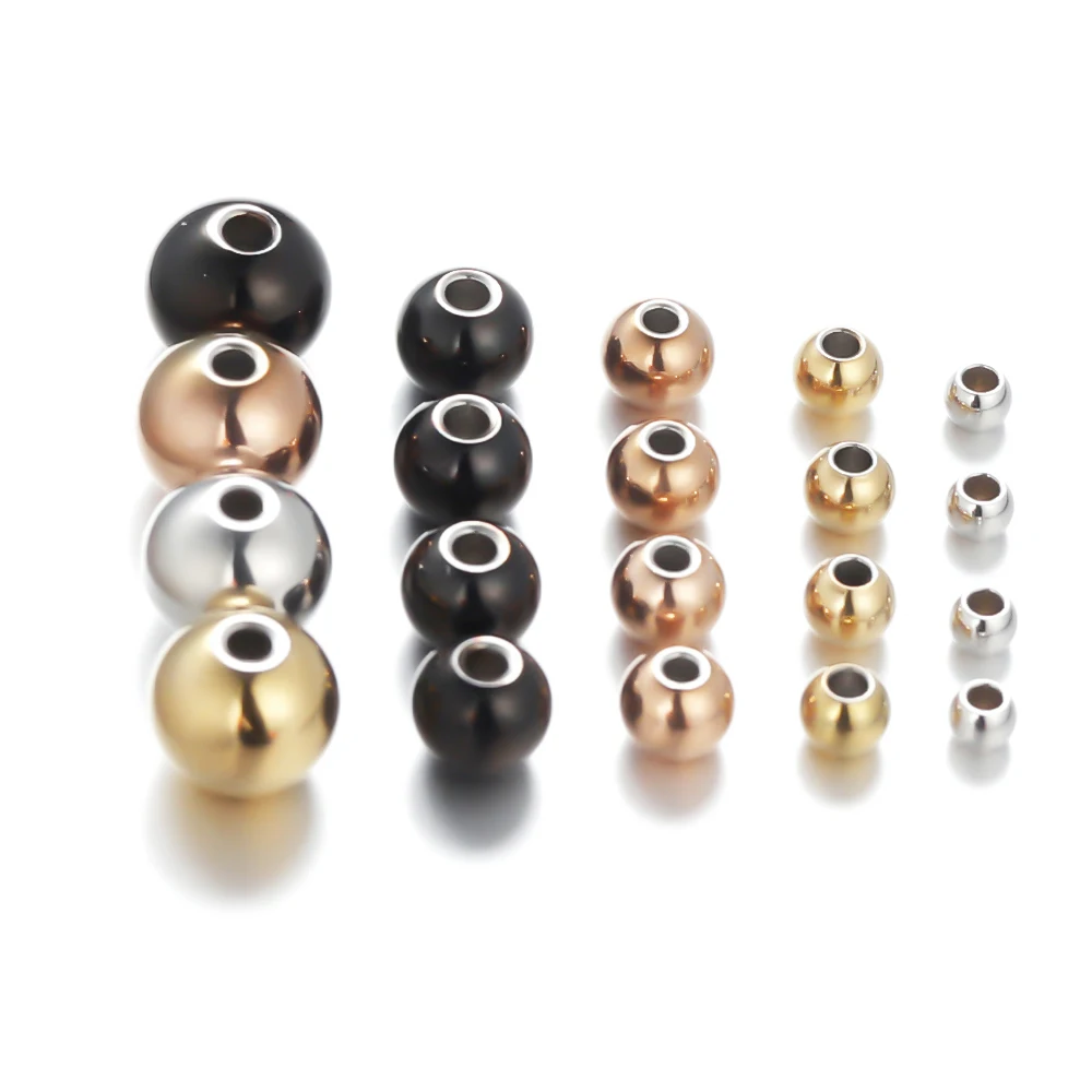 Stainless Steel Rose Gold Black Spacer Beads For Jewelry Making Supplies