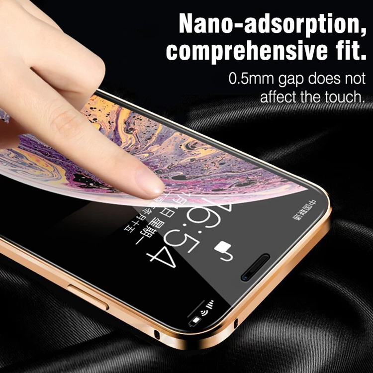 OTAO Double Sided 9H Tempered Glass Mobile Phone Shell For iPhone 11 Pro MAX XS XR X Metal Case Mgnetico Magnet Back Cover Coque