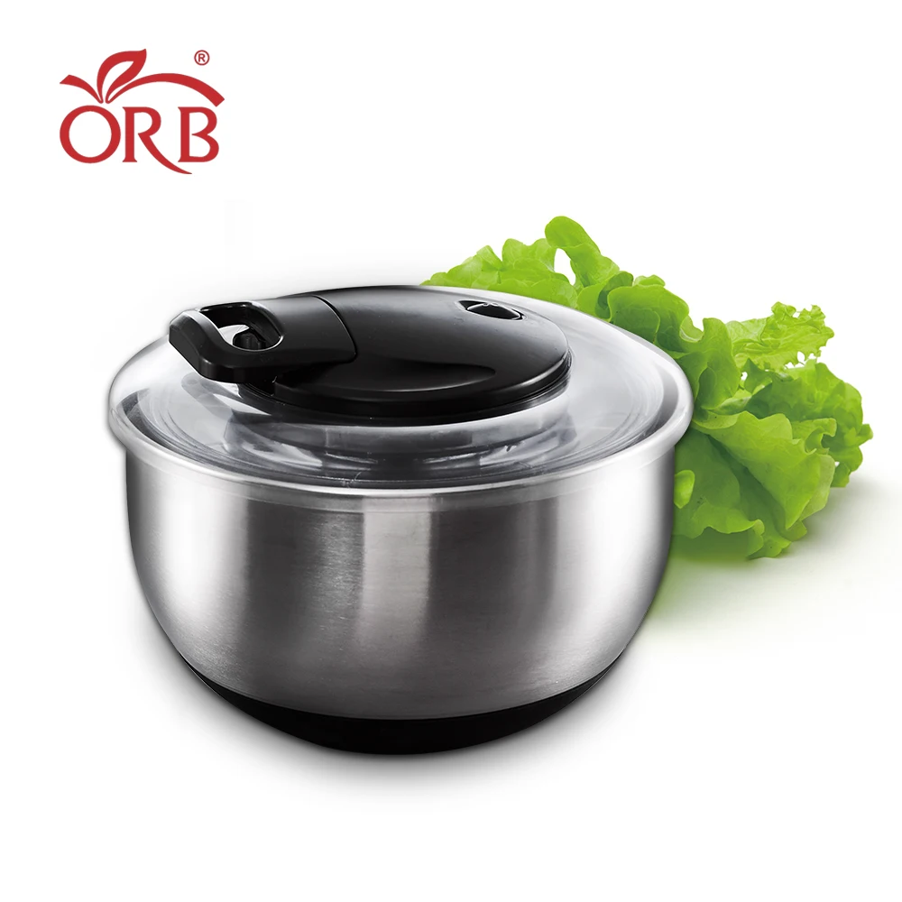 
Kitchen manual pull cord stainless steel salad spinner 