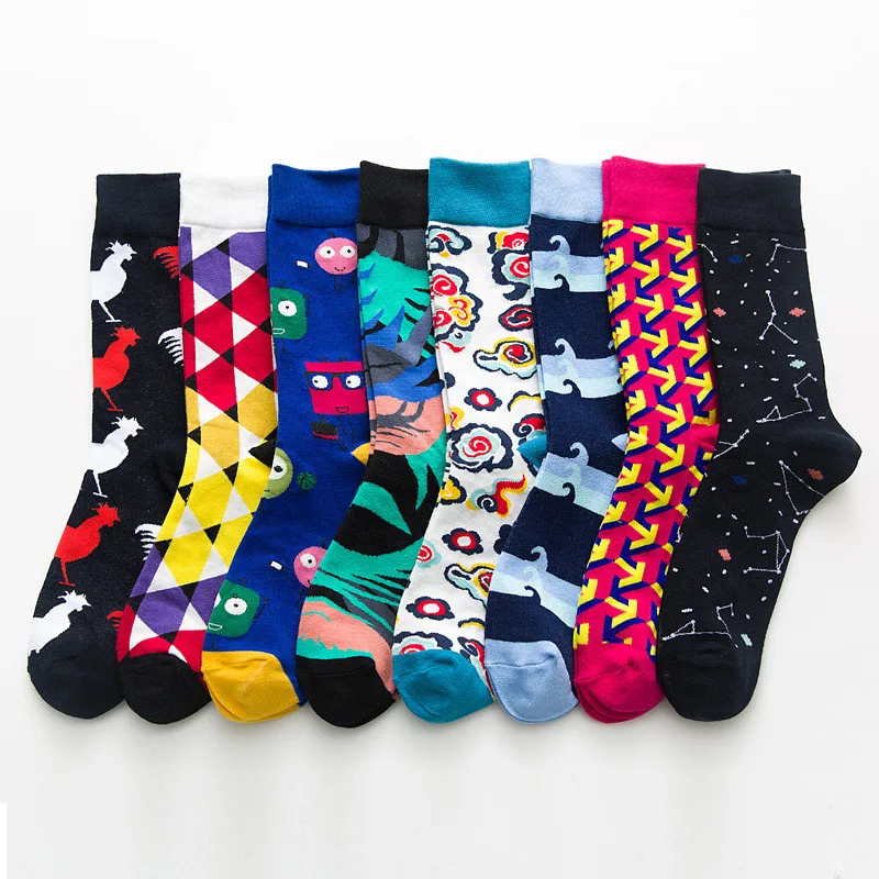 

WIIPU happy Mens socks Women animal alien chili Moustache sloths Novelty Sock combed cotton Socks