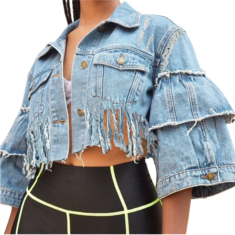 

Wholesale plus size denim jeans women's jackets coats, Customized color/as show