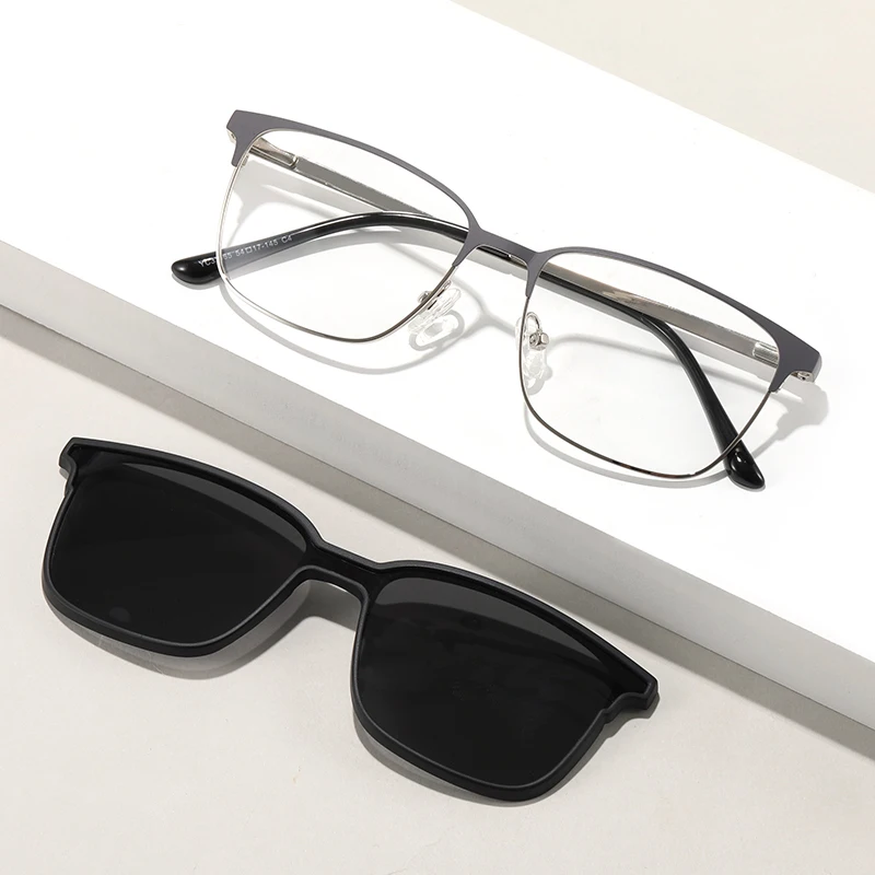 

Driving Magnetic Clip On Glasses Set Polarized Sunglasses Double Use Optical Frame For Men And Women