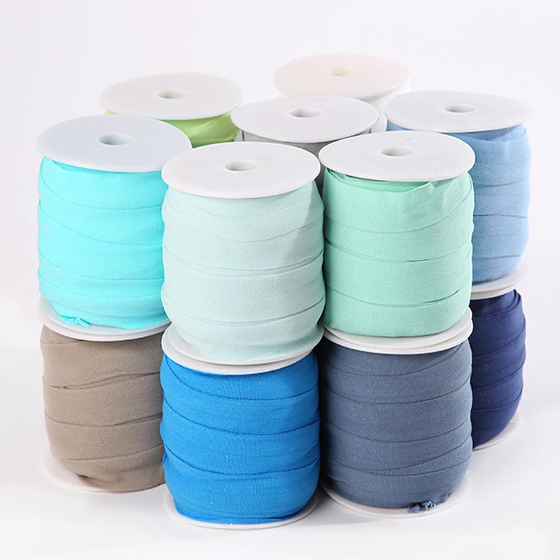 

20mm wholesale roll packing 40 colors fold over elastic band binding bias tape