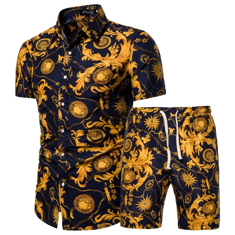 

Wholesale Printed Plus Size Mens Shirt Shorts Sets Short Sleeve Mens Summer Sets, Custom color