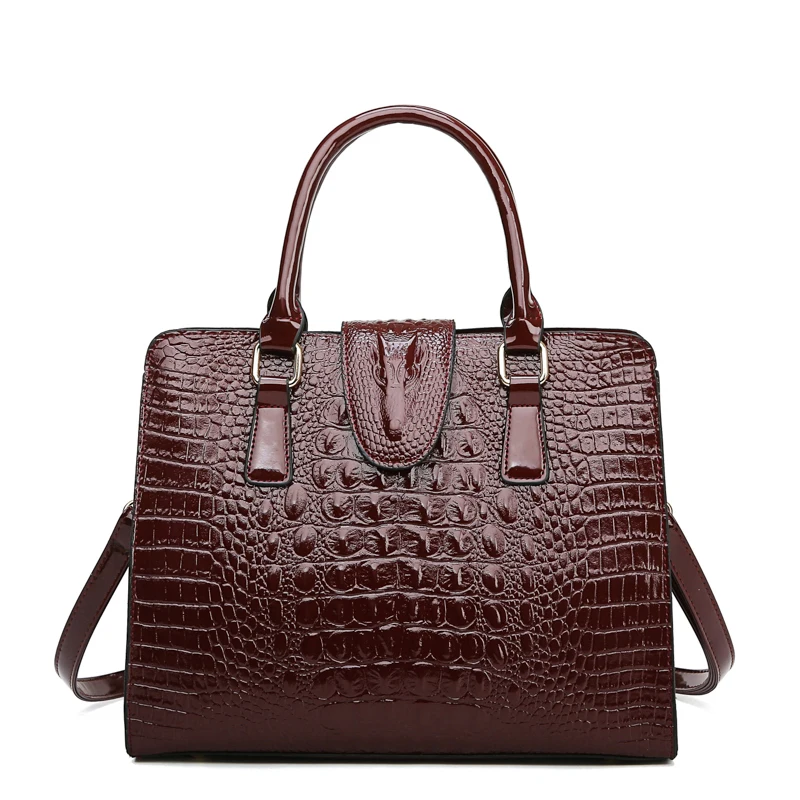 

2020 Fashion Trendy PU Leather Luxury Female Designer Handbags Famous Brand Crocodile Handbag for Women, Black/burgundy/blue