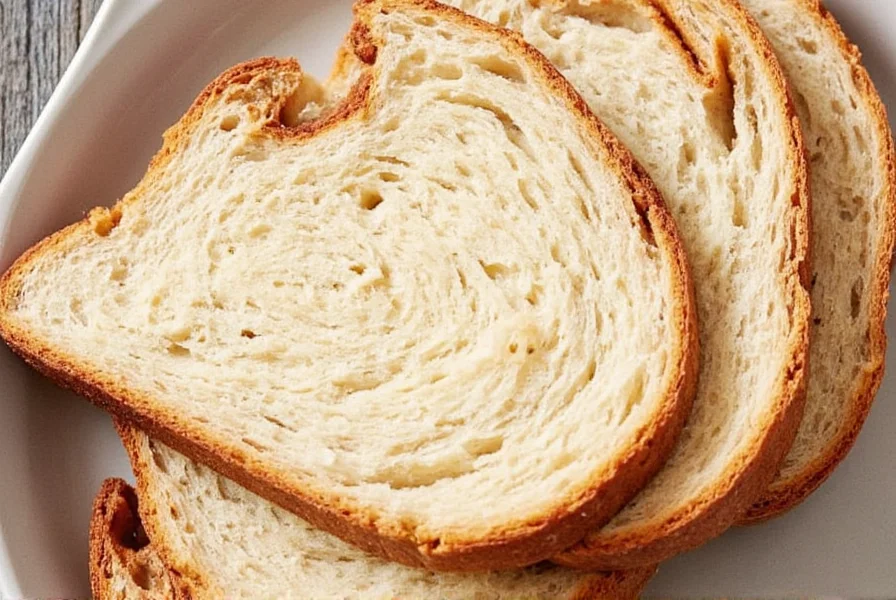 Perfectly baked cinnamon bread with golden crust and visible cinnamon swirls cut open on wooden cutting board