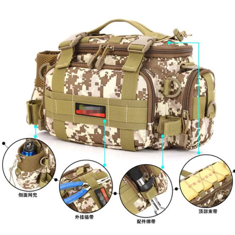 

Large Capacity Multifunctional Outdoor Sports Fishing Bag Tackle Bags Waist Pack Lures fishing+bags, 2 colors optional