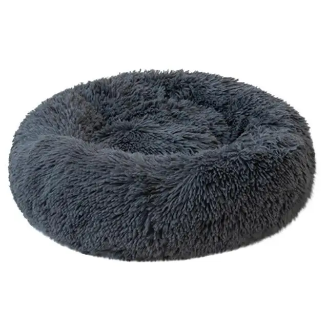 

Dropshipping Faux Fur Pet Comfortabler Soft Donut Luxury Calming Pet Dog Bed Warm Washable Round Customized Plush Donut Dog Bed, Customized color