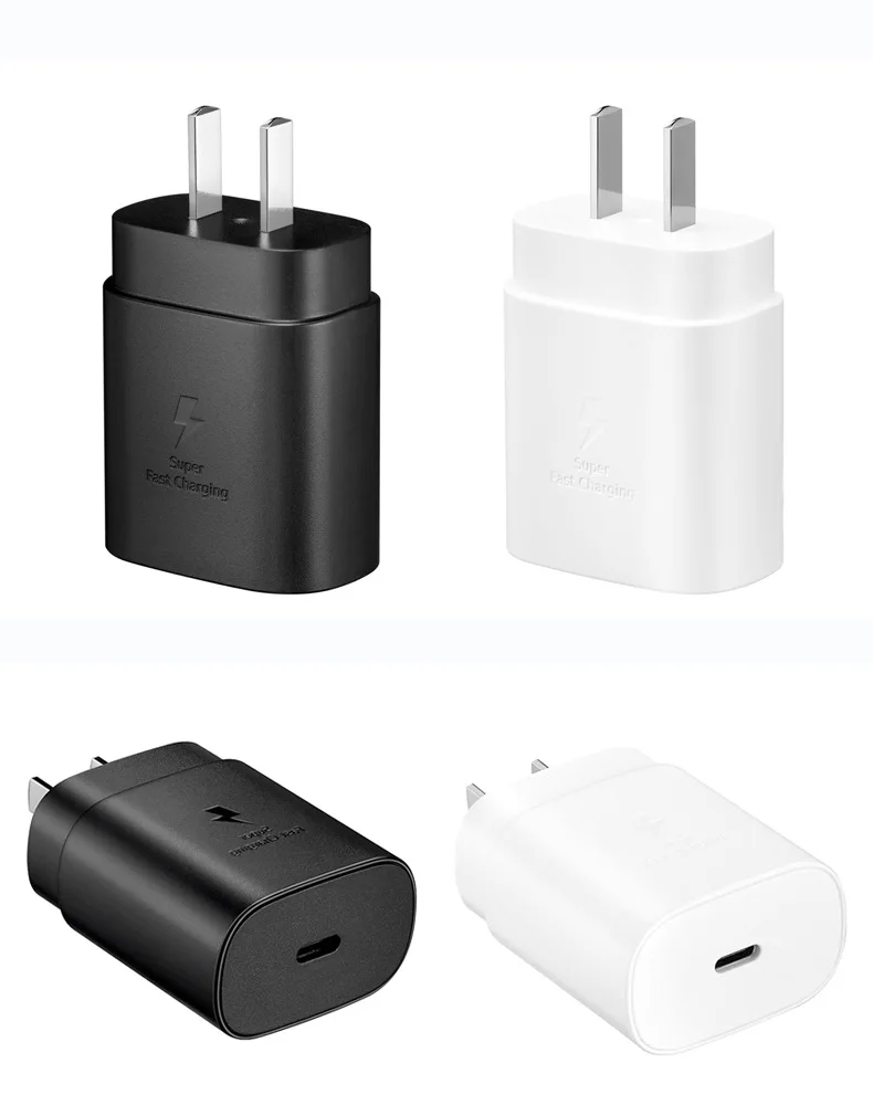 

Original USB-C 25w pd charger EP-TA800 UK US AU EU Plug Fast Charger Type C adapter For Samsung travel adapter, Black white
