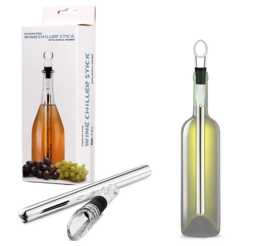 

Food Grade Material Stainless Steel 304 Stopper Wine Chiller Stick, Silver