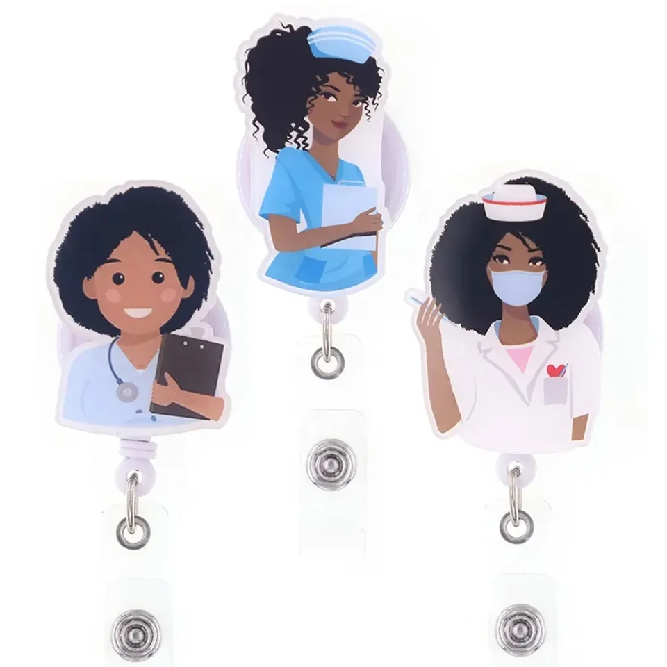 

Creative Fashion Free Shipping 3 Styles Black Nurse Acrylic Rotatable Scrub Life Badge Reel for Nurse Accessories