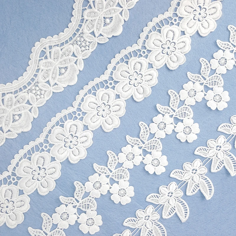 

Fashion wedding dress flower decoration 100% polyester water soluble embroidery lace dress trim