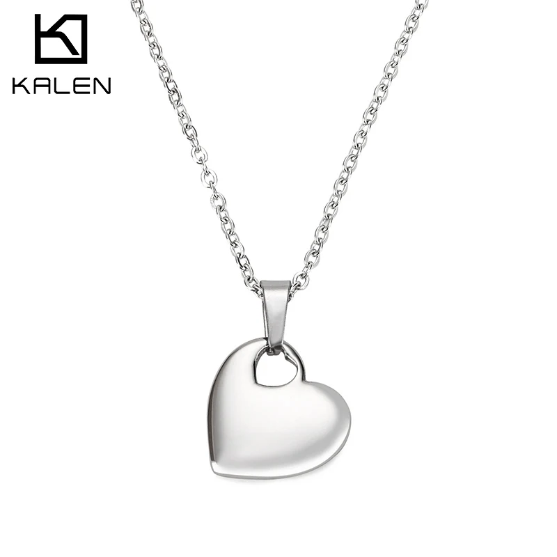 

Fashion Design Women Jewelry Stainless Steel Heart Pendant Chain Necklace, Silver/gold