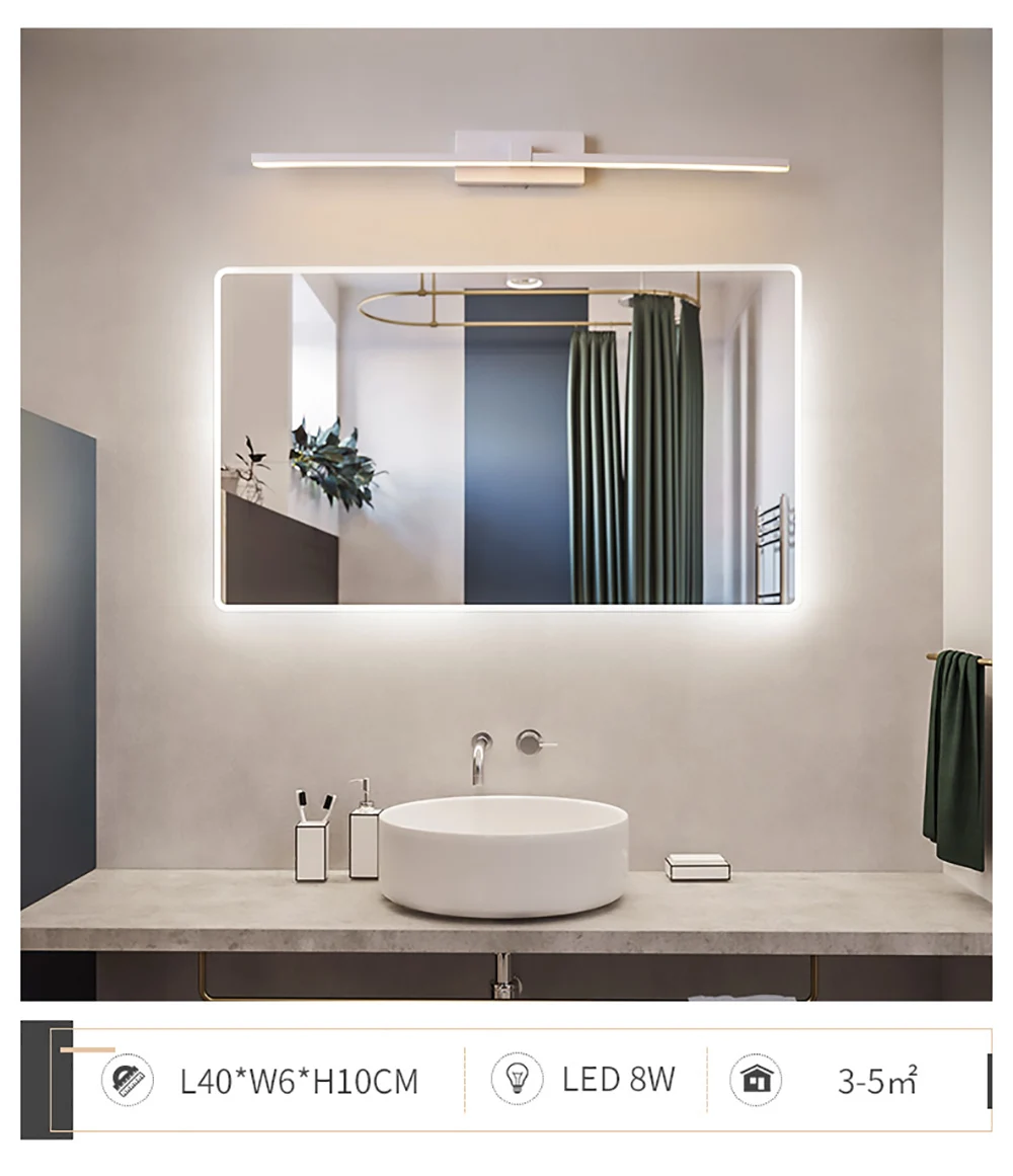 Bathroom wall light 24W 20W 16W 12W 8W vanity mirror LED lamp residential hotel bathroom mirror light