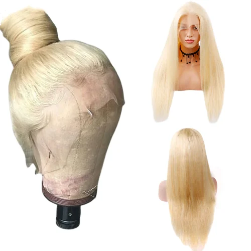 Glueless 613 Blonde Lace frontal Wig 100% Raw Unprocessed Virgin Brazilian Straight Honey Blonde Human Hair Full Lace Wigs