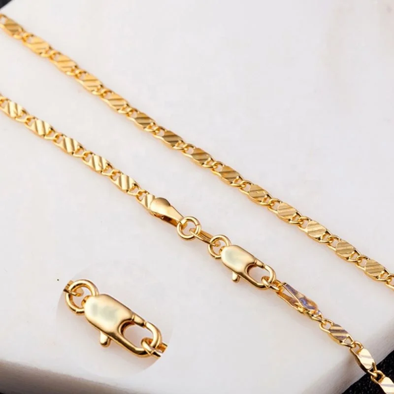 

18K Gold Plated Women Men Chain Necklace, Gold color